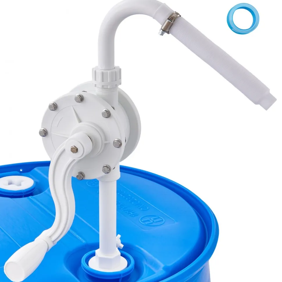 VEVOR Drum Pump, 6.5 GPM Flow, Rotary Barrel Pump Hand Crank, Fits 5 to 55 Gallon Drums with 3-Section Suction Tube Assembly and Hose, Designed for Fast Transfer of Water, Alcohol, Corrosive Liquids