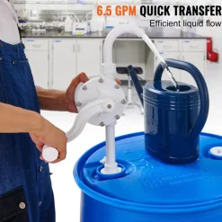 VEVOR Drum Pump, 6.5 GPM Flow, Rotary Barrel Pump Hand Crank, Fits 5 to 55 Gallon Drums with 3-Section Suction Tube Assembly and Hose, Designed for Fast Transfer of Water, Alcohol, Corrosive Liquids