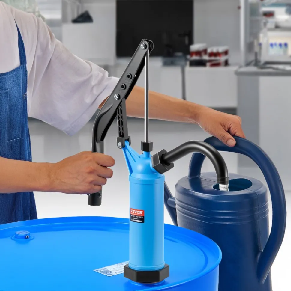 VEVOR Drum Pump, 9.5 oz. Per Stroke, Lever-Action Barrel Pump, Fits 5-55 Gallon Drums with 3-Section Suction Tube Assembly & Hose, Hand Operated, Designed to Transfer Water, Alcohol, Corrosive Liquids