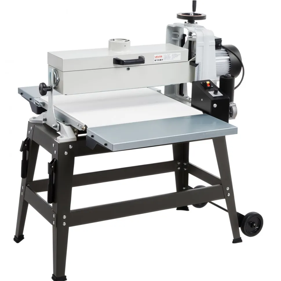 VEVOR 22" Drum Sander with Stand & Extension Tables, 1.75HP 1440RPM Dual Motor Drum Sander for Woodworking - Variable Speed Conveyor Belt, 4" Dust Collection Port for Cabinet & Furniture Finishing