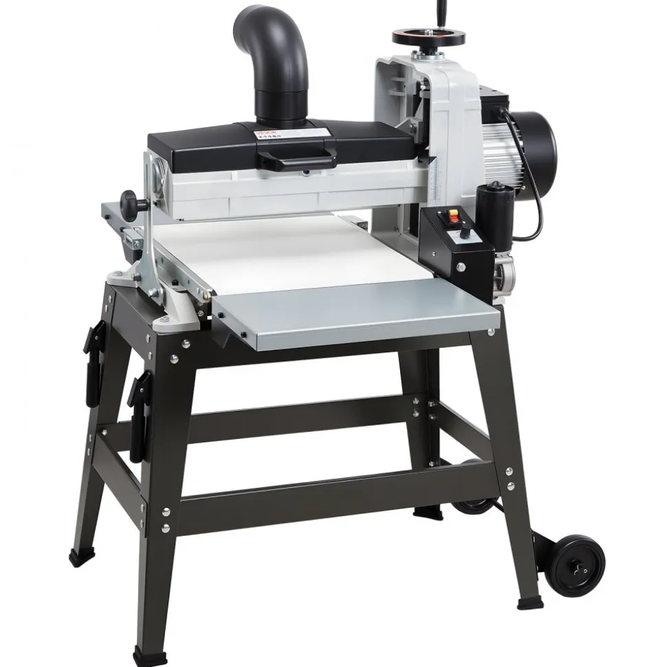 VEVOR 16" Drum Sander with Stand & Extension Tables, 1.5HP 1720RPM Dual Motor Drum Sander for Woodworking - Variable Speed Conveyor Belt, 4" Dust Collection Port for Cabinet & Furniture Finishing