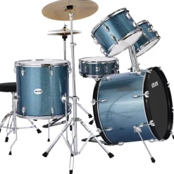 VEVOR Drum Set, 5-Piece 22 in Junior Drum Sets, Beginner Drums Set with Adjustable Throne, Cymbal, and Drumsticks, Musical Learning Drums Instrument Kit, for Beginner, Teens & Student (Gravel Blue)