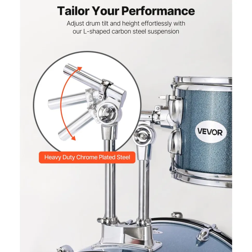 VEVOR Drum Set, 5-Piece 22 in Junior Drum Sets, Beginner Drums Set with Adjustable Throne, Cymbal, and Drumsticks, Musical Learning Drums Instrument Kit, for Beginner, Teens & Student (Gravel Blue)