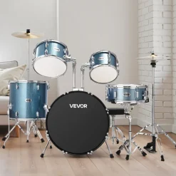 VEVOR Drum Set, 5-Piece 22 in Junior Drum Sets, Beginner Drums Set with Adjustable Throne, Cymbal, and Drumsticks, Musical Learning Drums Instrument Kit, for Beginner, Teens & Student (Gravel Blue)
