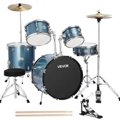VEVOR Drum Set, 5-Piece 22 in Junior Drum Sets, Beginner Drums Set with Adjustable Throne, Cymbal, and Drumsticks, Musical Learning Drums Instrument Kit, for Beginner, Teens & Student (Gravel Blue)