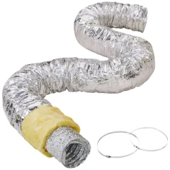 VEVOR Dryer Vent Hose, 6'' Insulated Flexible Duct 25FT Long with 2 Duct Clamps, Heavy-Duty Three Layer Protection for HVAC Heating Cooling Ventilation and Exhaust, R-4.2 Flame Resistance Value