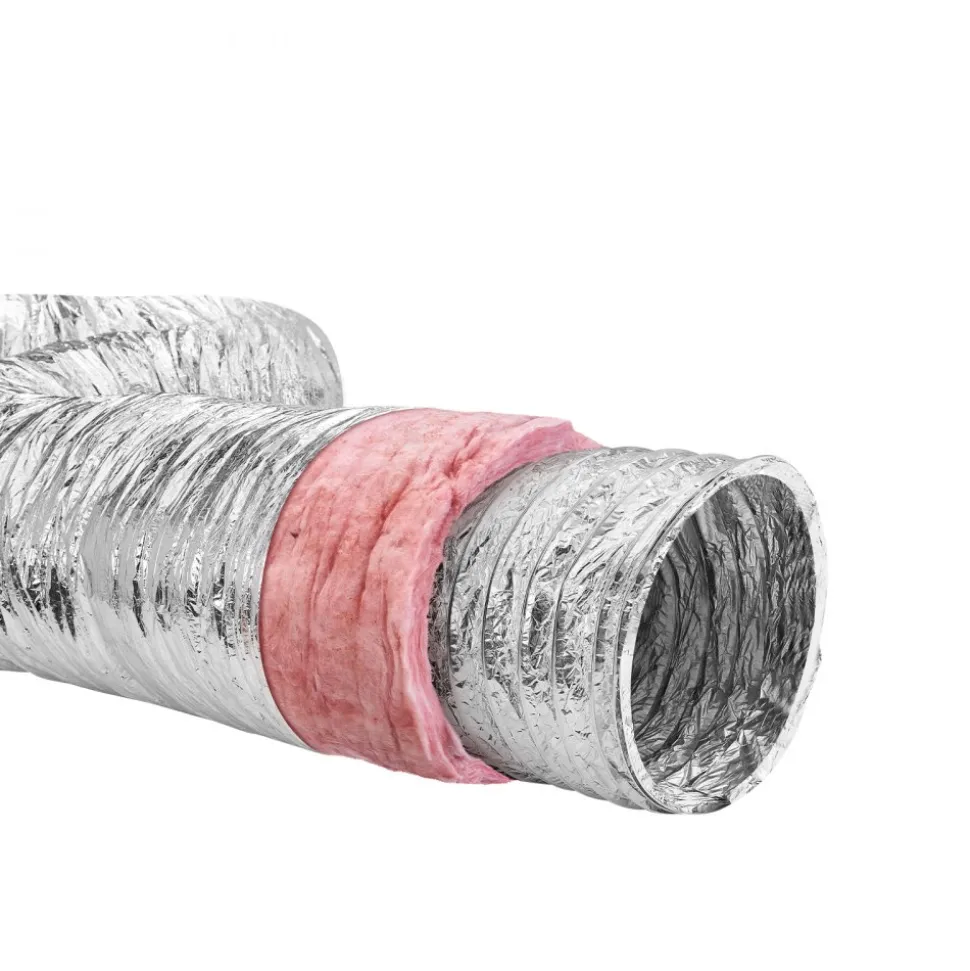 VEVOR Dryer Vent Hose, 8'' Insulated Flexible Duct 25FT Long with 2 Duct Clamps, Heavy-Duty Three Layer Protection for HVAC Heating Cooling Ventilation and Exhaust, R-6.0 Flame Resistance Value