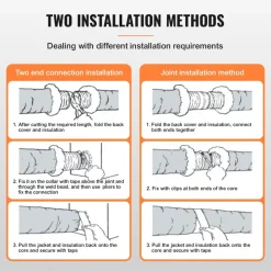 VEVOR Dryer Vent Hose, 8'' Insulated Flexible Duct 25FT Long with 2 Duct Clamps, Heavy-Duty Three Layer Protection for HVAC Heating Cooling Ventilation and Exhaust, R-6.0 Flame Resistance Value