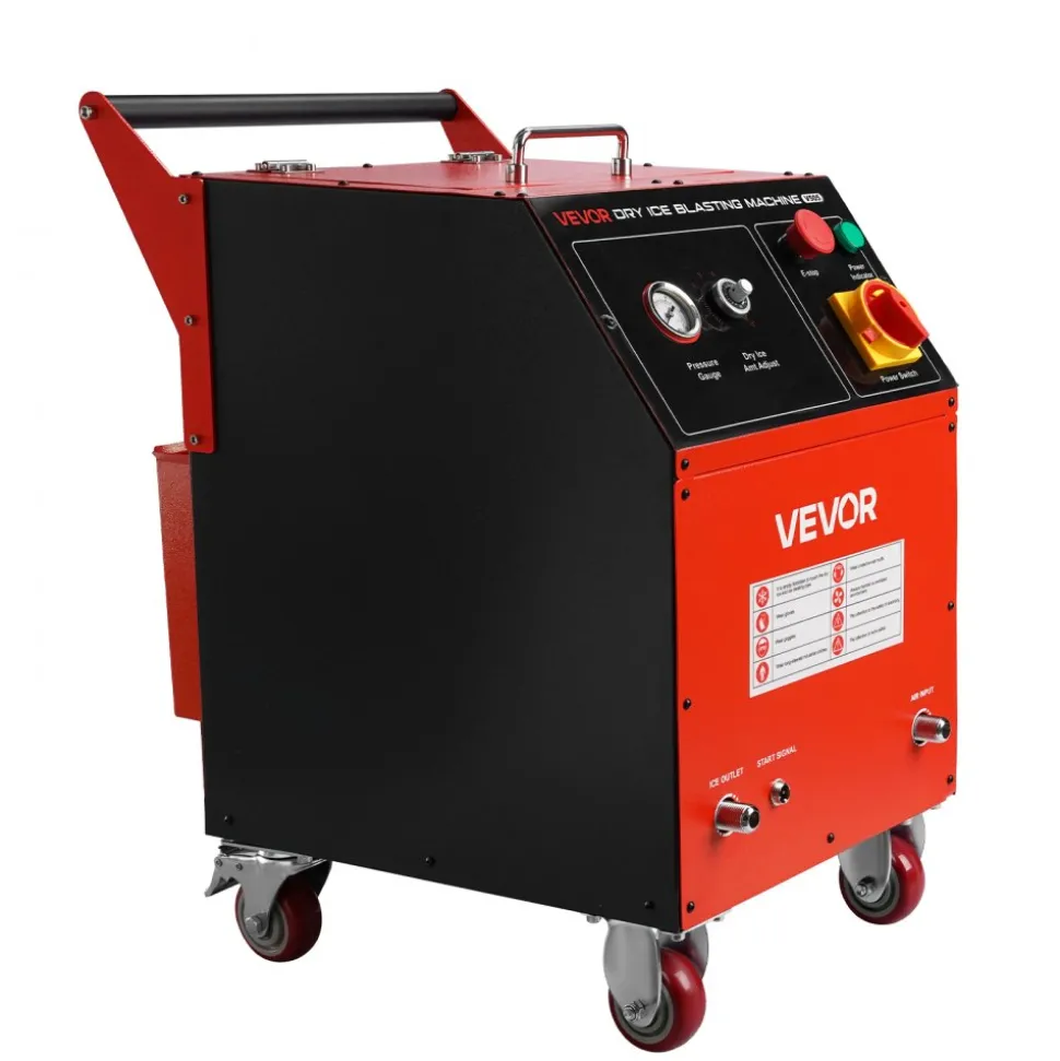 VEVOR Dry Ice Blasting Machine, 11LBS (5KG) Capacity Dry Ice Cleaning Machine with 4 Nozzles, Adjustable Pressure & Dry Ice Amount, Movable Blaster Cleaner for Automotive Ship Aviation Chemical, 120V