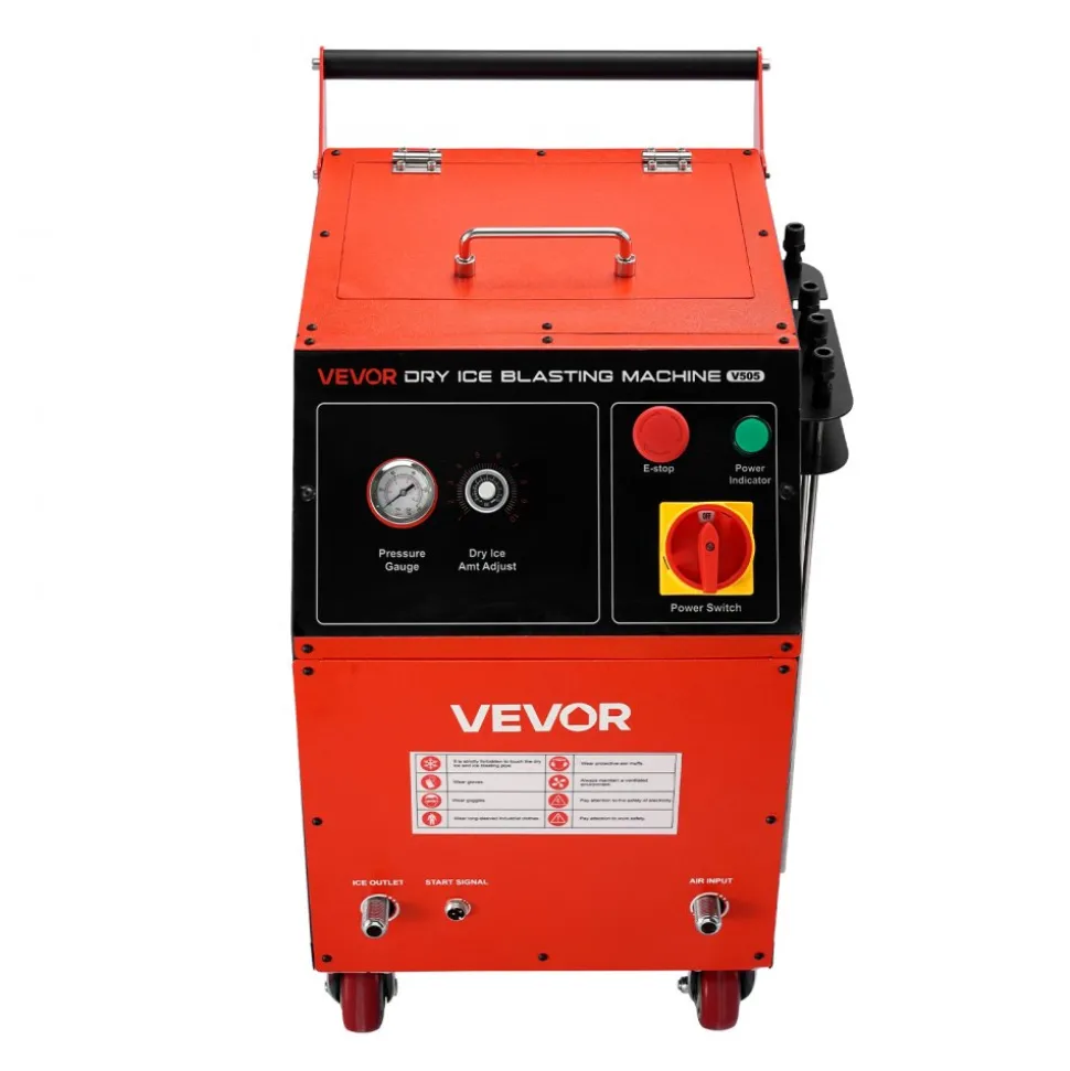 VEVOR Dry Ice Blasting Machine, 11LBS (5KG) Capacity Dry Ice Cleaning Machine with 4 Nozzles, Adjustable Pressure & Dry Ice Amount, Movable Blaster Cleaner for Automotive Ship Aviation Chemical, 120V