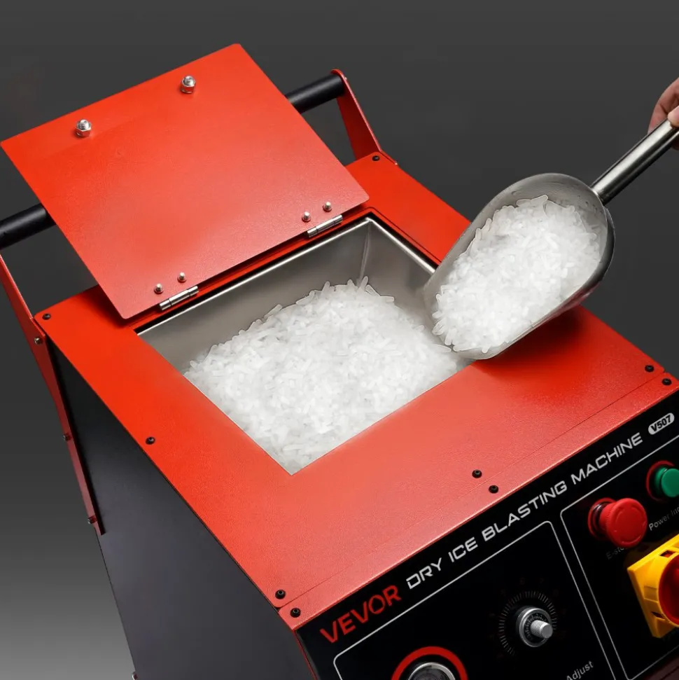 VEVOR Dry Ice Blasting Machine, 16.5LBS (7.5KG) Capacity Dry Ice Cleaning Machine with 4 Nozzles, Adjustable Pressure & Dry Ice Amount, Movable Blaster Cleaner for Auto Ship Aviation Chemical, 120V