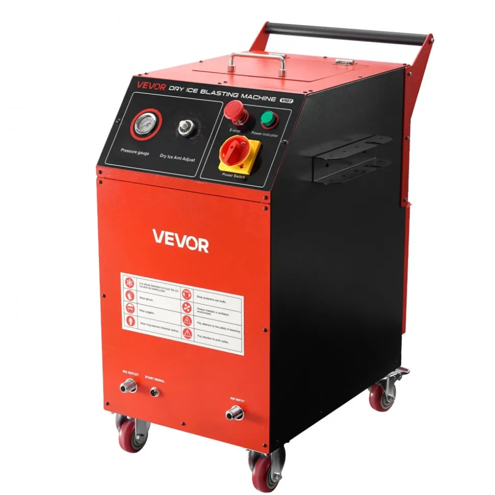 VEVOR Dry Ice Blasting Machine, 16.5LBS (7.5KG) Capacity Dry Ice Cleaning Machine with 4 Nozzles, Adjustable Pressure & Dry Ice Amount, Movable Blaster Cleaner for Auto Ship Aviation Chemical, 120V