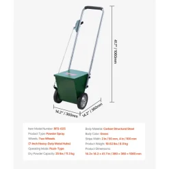 VEVOR Dry Line Marker, 2-Wheel, 2 or 4 in Lines, Field Dry Line Chalker, Adjustable Line Marker, with Rubber Adjustment Handle, 25 lbs Large Powder Capacity, for Baseball and Softball Infield, Green