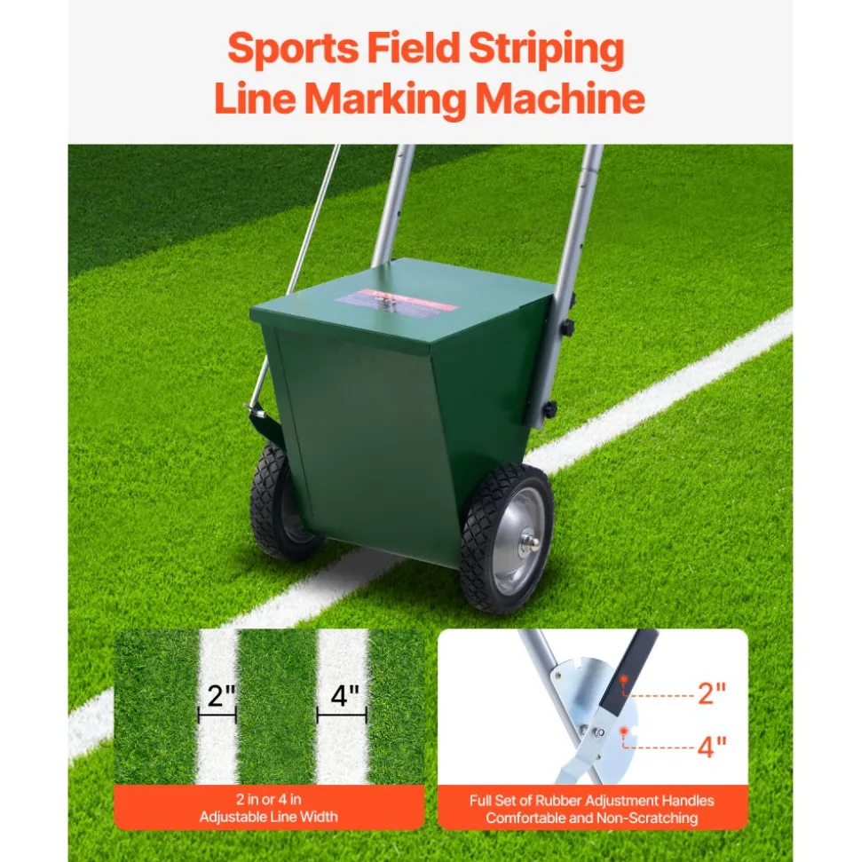 VEVOR Dry Line Marker, 2-Wheel, 2 or 4 in Lines, Field Dry Line Chalker, Adjustable Line Marker, with Rubber Adjustment Handle, 25 lbs Large Powder Capacity, for Baseball and Softball Infield, Green