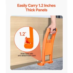VEVOR Drywall Carrier, 2 Pack Plywood Carriers Handles, ABS Plastic Panel Carrier Tool with 176 lbs Load Bearing, Lift and Carry Panel Mover for Plywood, Drywall, Particleboard, Tempered Glass