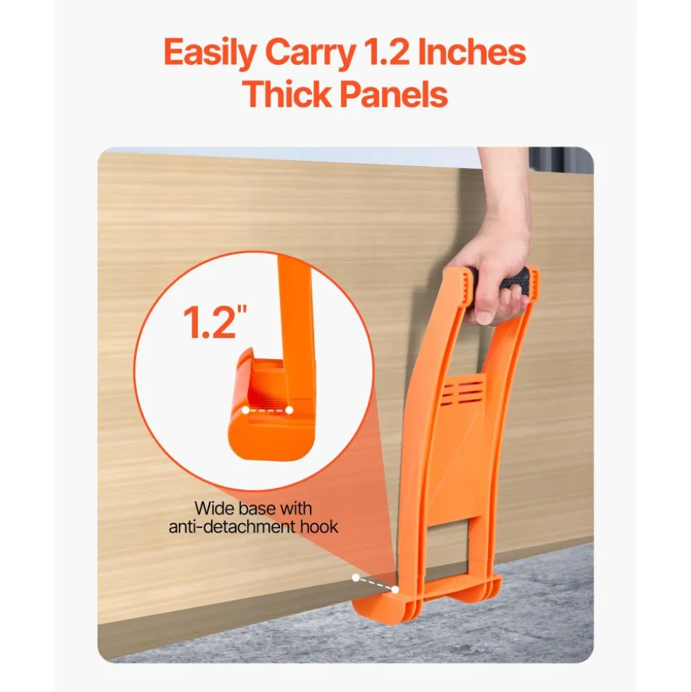 VEVOR Drywall Carrier, 2 Pack Plywood Carriers Handles, ABS Plastic Panel Carrier Tool with 176 lbs Load Bearing, Lift and Carry Panel Mover for Plywood, Drywall, Particleboard, Tempered Glass