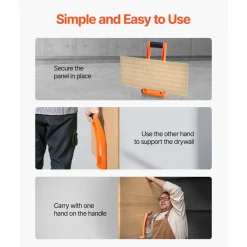 VEVOR Drywall Carrier, 2 Pack Plywood Carriers Handles, ABS Plastic Panel Carrier Tool with 176 lbs Load Bearing, Lift and Carry Panel Mover for Plywood, Drywall, Particleboard, Tempered Glass