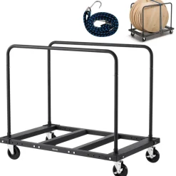 VEVOR Drywall Cart Dolly, 1800 lbs Load Capacity, Steel Panel Truck Cart with 5 inch Swivel Casters, Lumber Drywall Dolly with Tie-Down Strap & 2 Side Handrails for Factory, Warehouse, Garage, Black