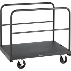 VEVOR Drywall Cart Dolly, 1800 lbs Load Capacity, 2-in-1 Steel Panel Truck Cart with 5 inch Swivel Casters, 36 x 24 inch Platform Truck with 4 Side Handrails for Factory, Warehouse, Garage, Black