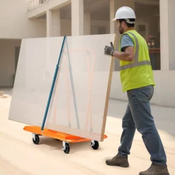 VEVOR Drywall Cart Dolly, 1800 lbs Load Capacity, Steel Panel Dolly with 4 Swivel Casters, Durable & Long-lasting, Panel Truck Cart with Tie-Down Strap for Plywood, Plasterboard, Glass, Orange