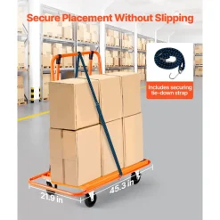 VEVOR Drywall Cart Dolly, 1800 lbs Load Capacity, Steel Panel Dolly with 4 Swivel Casters, Durable & Long-lasting, Panel Truck Cart with Tie-Down Strap for Plywood, Plasterboard, Glass, Orange