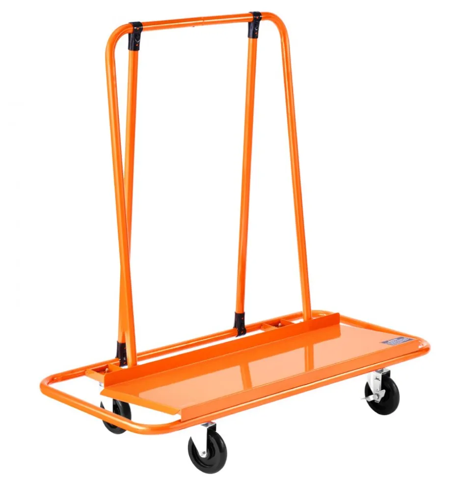 VEVOR Drywall Cart Dolly, 1800 lbs Load Capacity, Steel Panel Dolly with 4 Swivel Casters, Durable & Long-lasting, Panel Truck Cart with Tie-Down Strap for Plywood, Plasterboard, Glass, Orange