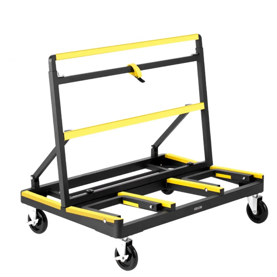VEVOR Drywall Cart Dolly, 1800 lbs Load Capacity, Steel Panel Dolly with 4 Swivel Casters & Expandable Deck, Foldable Panel Truck Cart with Tie-Down Strap for Handling Plywood, Plasterboard, Glass