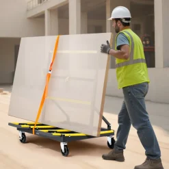 VEVOR Drywall Cart Dolly, 1800 lbs Load Capacity, Steel Panel Dolly with 4 Swivel Casters & Expandable Deck, Foldable Panel Truck Cart with Tie-Down Strap for Handling Plywood, Plasterboard, Glass