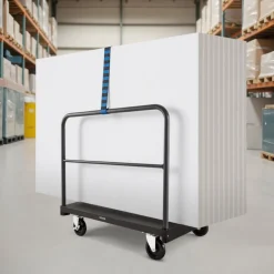 VEVOR Drywall Cart Dolly, 1800 lbs Load Capacity, 2-in-1 Steel Panel Truck Cart with 5 inch Swivel Casters, 36 x 24 inch Platform Truck with 3 Side Handrails for Factory, Warehouse, Garage, Black
