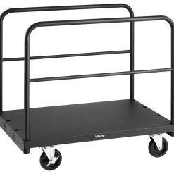 VEVOR Drywall Cart Dolly, 1800 lbs Load Capacity, 2-in-1 Steel Panel Truck Cart with 5 inch Swivel Casters, 36 x 24 inch Platform Truck with 3 Side Handrails for Factory, Warehouse, Garage, Black