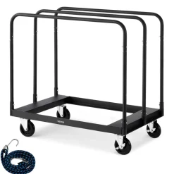 VEVOR Drywall Cart Dolly, 1800 lbs Load Capacity, Steel Panel Truck Cart with 5 inch Swivel Casters, Lumber Drywall Dolly with with Tie-Down Strap & 3 Side Handrails for Factory, Warehouse, Garage, Black