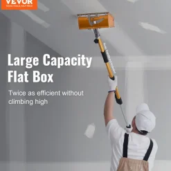 VEVOR Drywall Flat Box, 10-Inch Wide Quick Clean, Aluminum Finishing Mud Box for Plasterboard, Wallboard, Sheetrock, Bonus Mudguard, Extra 2 Stainless Steel Blades (10/12-Inch)