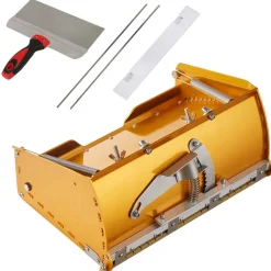 VEVOR Drywall Flat Box, 10-Inch Wide Quick Clean, Aluminum Finishing Mud Box for Plasterboard, Wallboard, Sheetrock, Bonus Mudguard, Extra 2 Stainless Steel Blades (10/12-Inch)