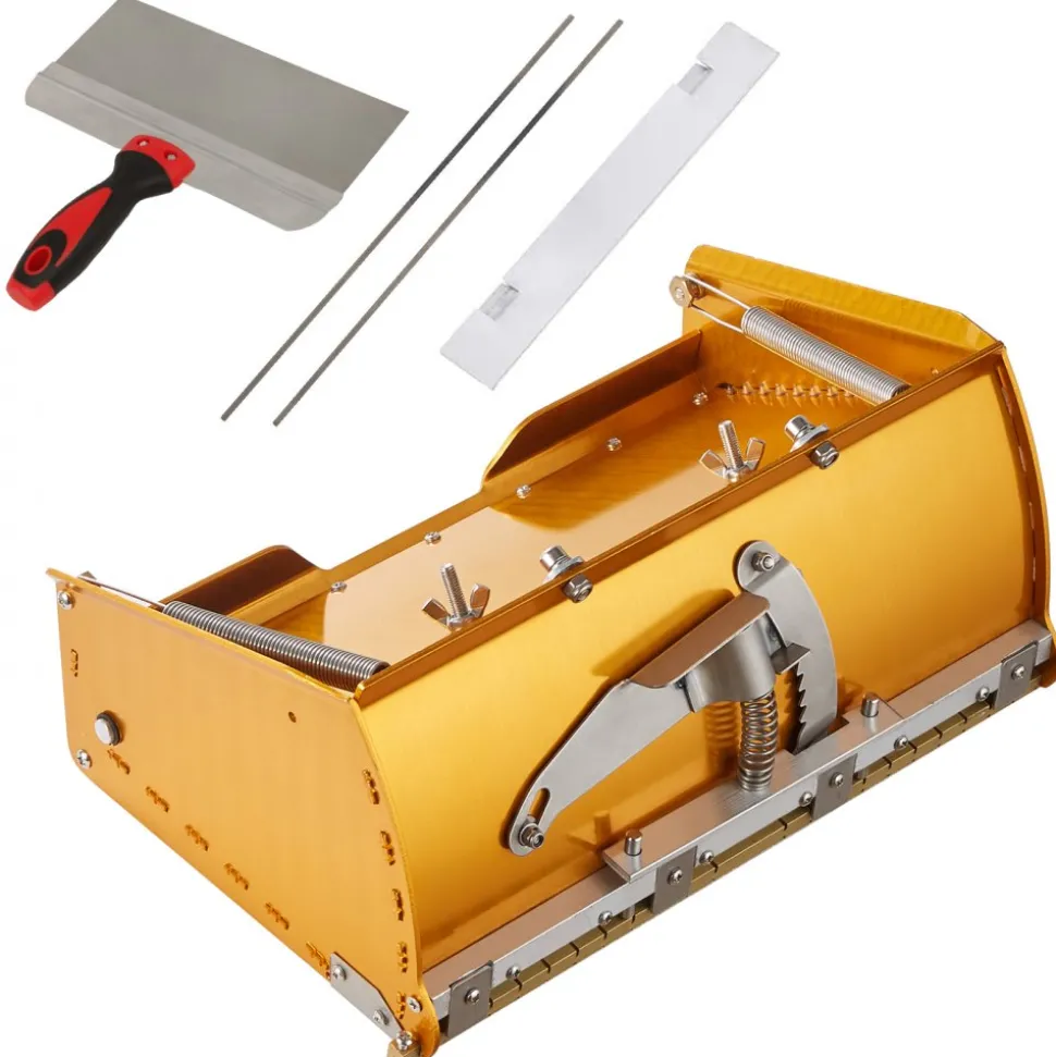 VEVOR Drywall Flat Box, 10-Inch Wide Quick Clean, Aluminum Finishing Mud Box for Plasterboard, Wallboard, Sheetrock, Bonus Mudguard, Extra 2 Stainless Steel Blades (10/12-Inch)