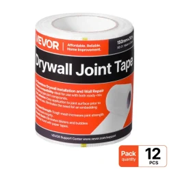 VEVOR Drywall Mesh Tape, 5.91 inch W x 98.43 ft L Self-Adhesive Fiberglass Drywall Joint Tape, 12 Rolls Dry Wall Patch for Easy Sheetrock Ceiling Crack Repair, to Achieve Smooth Even Wall Surface