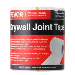 VEVOR Drywall Mesh Tape, 5.91 inch W x 98.43 ft L Self-Adhesive Fiberglass Drywall Joint Tape, 12 Rolls Dry Wall Patch for Easy Sheetrock Ceiling Crack Repair, to Achieve Smooth Even Wall Surface