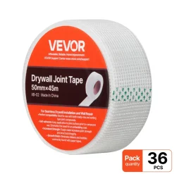 VEVOR Drywall Mesh Tape, 1.97 inch W x 147.64 ft L Self-Adhesive Fiberglass Drywall Joint Tape, 36 Rolls Dry Wall Patch for Easy Sheetrock Ceiling Crack Repair, to Achieve Smooth Even Wall Surface
