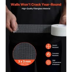 VEVOR Drywall Mesh Tape, 1.97 inch W x 147.64 ft L Self-Adhesive Fiberglass Drywall Joint Tape, 36 Rolls Dry Wall Patch for Easy Sheetrock Ceiling Crack Repair, to Achieve Smooth Even Wall Surface