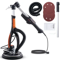 VEVOR Drywall Sander, 800W Brushless Motor Electric Sander, Variable Speed 1000-2300 RPM Wall Sander, Foldable Ceiling Sander with Double-Deck LED Lights, Extendable Handle, 12 Sanding Discs