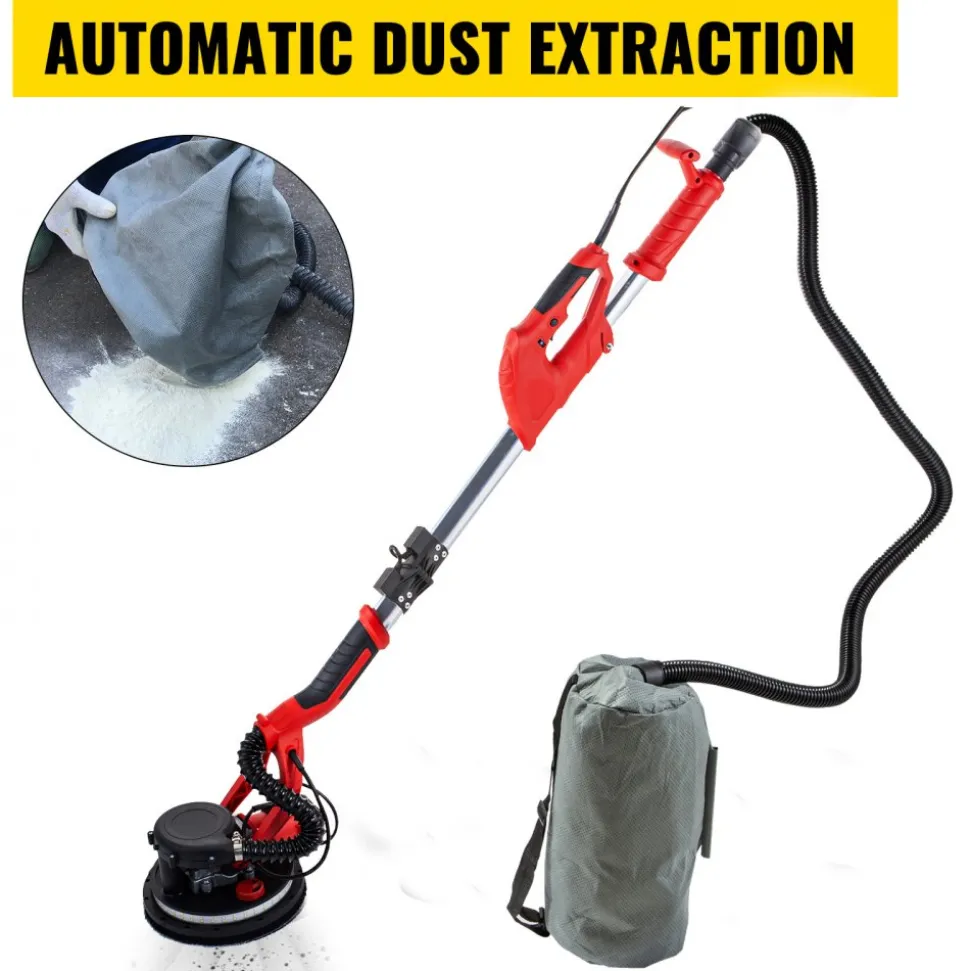VEVOR Drywall Sander 850W, Electric Drywall Sander, Variable Speed 800-1750 RPM, Foldable Sheetrock Sander, with Telescope Handle, Electric Sander, with LED Strip Light and Vacuum Bag, Wall Sander