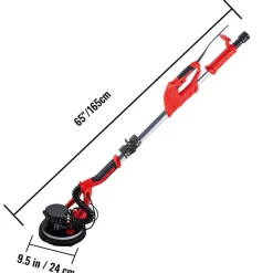 VEVOR Drywall Sander 850W, Electric Drywall Sander, Variable Speed 800-1750 RPM, Foldable Sheetrock Sander, with Telescope Handle, Electric Sander, with LED Strip Light and Vacuum Bag, Wall Sander