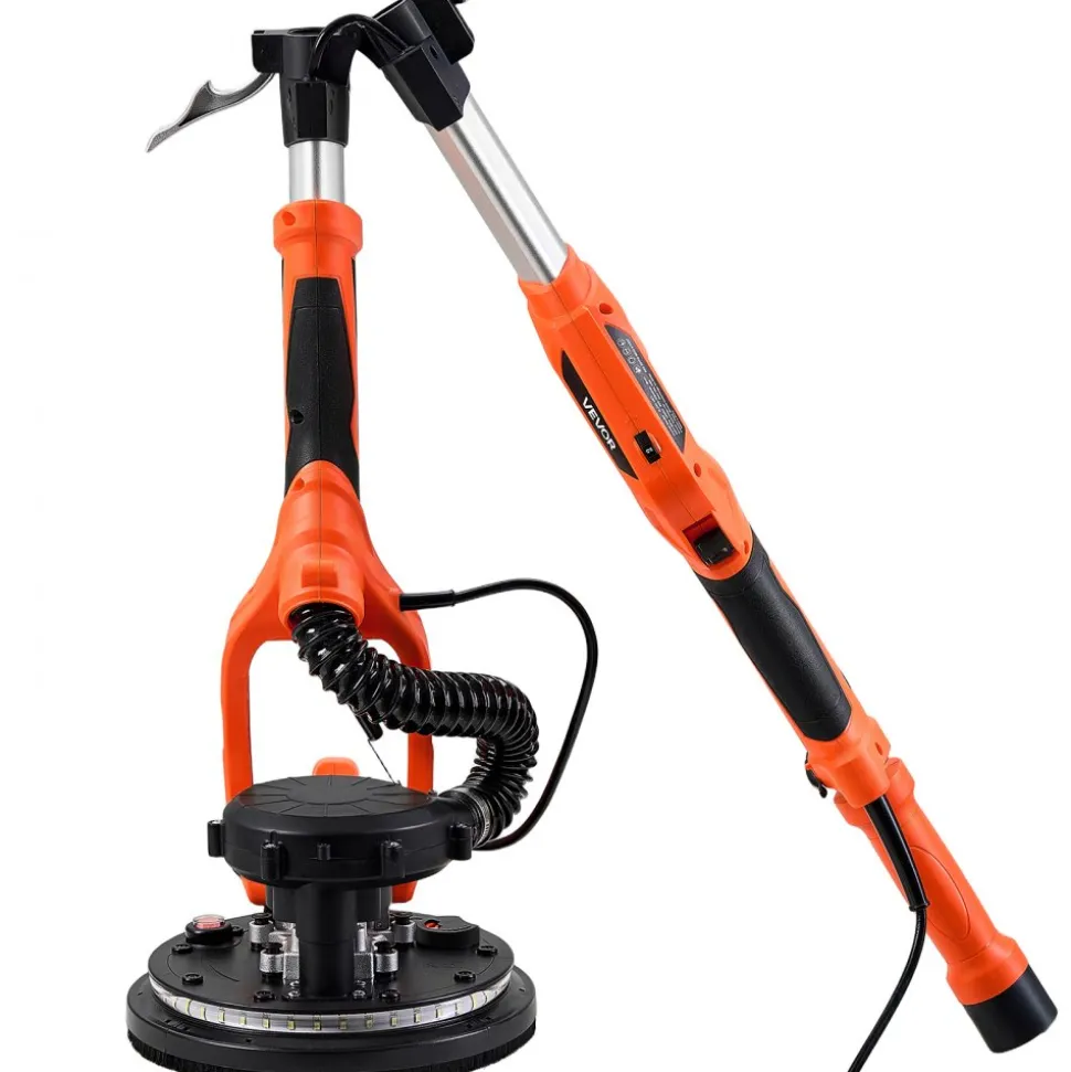 VEVOR Drywall Sander, 1150W Electric Drywall Sander, Popcorn Ceiling Removal Tool with Vacuum Dust Collection, 5 Variable Speed 800-1700 RPM, LED Light, Foldable & Extendable Handle, 15 Sanding Discs