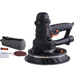 VEVOR Drywall Sander, 800W Electric Sander with 12 Sanding Discs, Variable Speed 1200-2300 RPM Wall Sander with Automatic Vacuum Dust Collection System, Double LED Lights, Dust Bag, Detachable Edge
