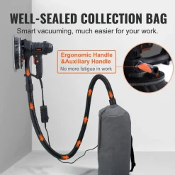 VEVOR Drywall Sander, 800W Electric Sander with 12 Sanding Discs, Variable Speed 1200-2300 RPM Wall Sander with Automatic Vacuum Dust Collection System, Double LED Lights, Dust Bag, Detachable Edge
