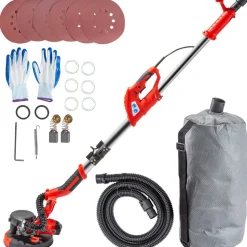 VEVOR Drywall Sander 850W Electric, Electric Sander Variable Speed 800-1750RPM, Drywall Sander Foldable Sheetrock Sander, with Telescope Handle, Vacuum Bag Drywall Sanders 6 Sand Pads