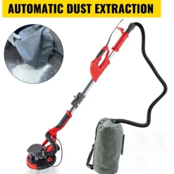 VEVOR Drywall Sander 850W Electric, Electric Sander Variable Speed 800-1750RPM, Drywall Sander Foldable Sheetrock Sander, with Telescope Handle, Vacuum Bag Drywall Sanders 6 Sand Pads