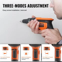 VEVOR Drywall Screw Gun, 20V Max Drywall Screwgun, 4200RPM Brushless Cordless Drywall Gun Kit with 2 Battery Packs, Charger, Belt Clip, and Tool Bag, Forward and Reverse Adjustable, Built-in LED Light