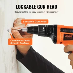 VEVOR Drywall Screw Gun, 20V Max Drywall Screwgun, 4200RPM Brushless Cordless Drywall Gun Kit with 2 Battery Packs, Charger, Belt Clip, and Tool Bag, Forward and Reverse Adjustable, Built-in LED Light