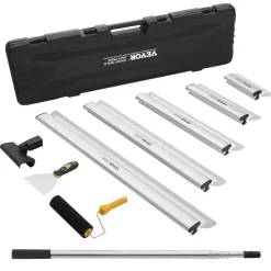 VEVOR Drywall Skimming Blade Set, 10/16/24/32/40 in Skimming Blades + 34-81.6 in Extension Handle Pole, Stainless Steel Knife Professional Skim Coat Tools, for Gyprock/WallBoard/Plasterboard