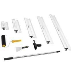 VEVOR Drywall Skimming Blade Set, 10/16/24/32/40 in Skimming Blades + 34-81.6 in Extension Handle Pole, Stainless Steel Knife Professional Skim Coat Tools, for Gyprock/WallBoard/Plasterboard